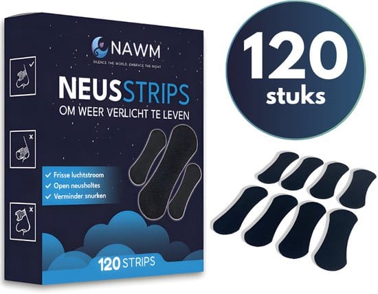 NAWM neusstrips verpakking met 120 zwarte neusstrips